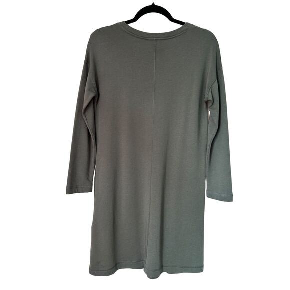 J. Jill Petite French Terry Peat Moss Green Dress SP Minimalist Capsule Staple - Picture 7 of 14